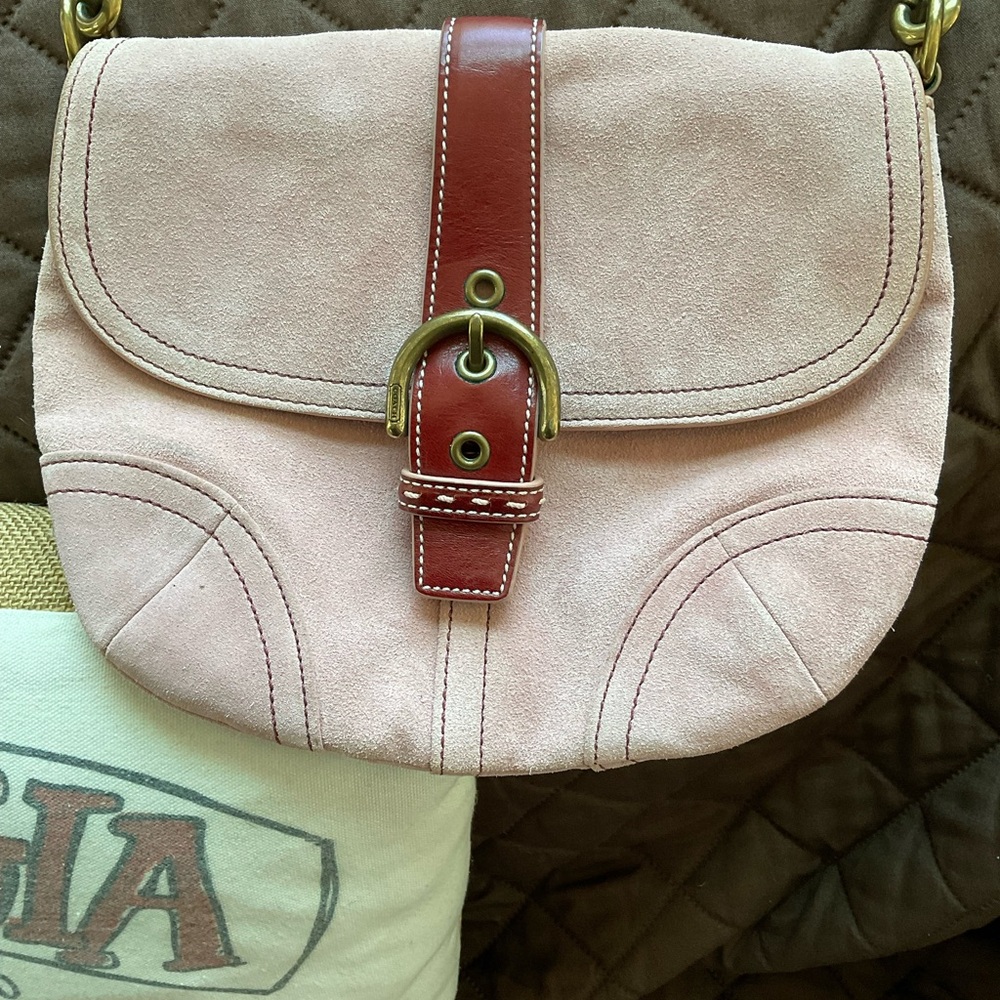 Vintage Coach Elegant Pink and Brown Crossbody Bag
